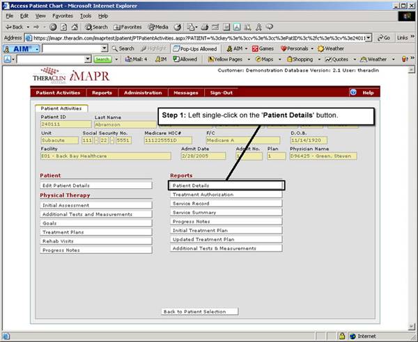 Step 3: Accessing the Patient Details Report
